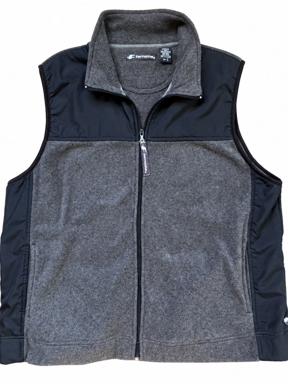 Ferruche Men's Fleece Vest Medium Cabincore Colorblock Full Zip Outdoor